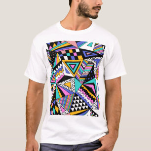 Retro-geometrische Formen: Farbige Vintage. T-Shirt