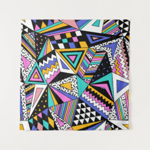 Retro-geometrische Formen: Farbige Vintage. Wandteppich