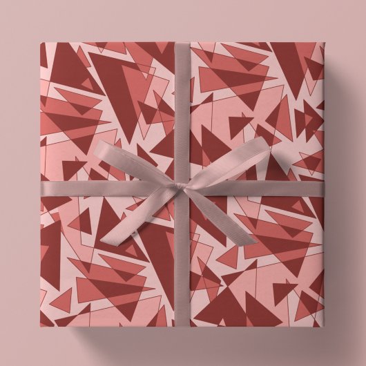 Retro Geometrische Formen in Rosa, Koralle und Rot Geschenkpapier Set