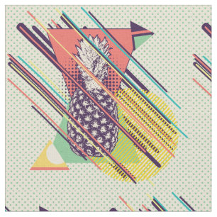 Retro geometrische Formen und Ananas Stoff
