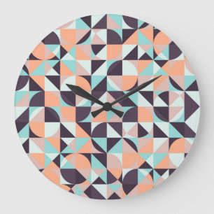 Retro-geometrische, nahtlose Vintage-Hintergrund Große Wanduhr