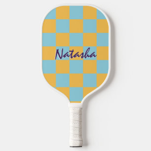 Retro-geometrische Quadrate Helles Schachbrettmust Pickleball Schläger