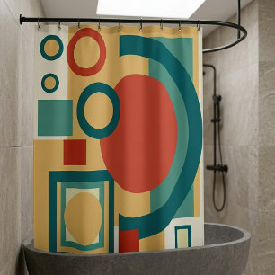 Retro-geometrische Risographen-Style Abstract-Desi Duschvorhang