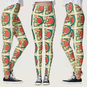 Retro-geometrische Risographen-Style Abstract Desi Leggings
