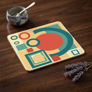 Retro-geometrische Risographen-Style Abstract Desi Rechteckiger Pappuntersetzer