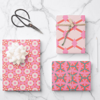 Retro-geometrische rosa Mitte des 20. Jahrhunderts Geschenkpapier Set