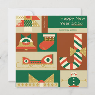 Retro-geometrische Weihnachtsgrußkarte – Festlich. Dankeskarte