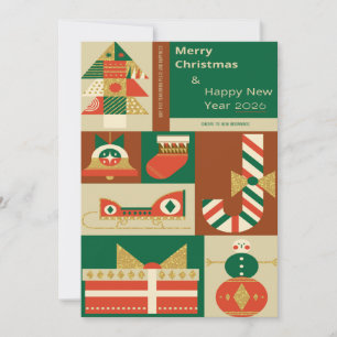 Retro-geometrische Weihnachtsgrußkarte – Festlich Karte
