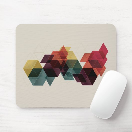 Retro geometrischer Würfel-Hintergrund Mousepad (Mit Mouse)
