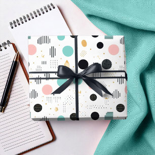 Retro Geometrisches Abstract Pat#1 Türkis Rosa ID1 Geschenkpapier