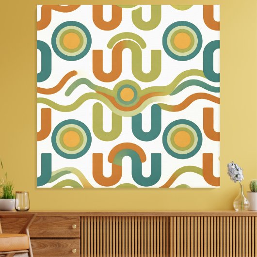 Retro-geometrisches Atom-Muster aus der Mitte des Leinwanddruck (Insitu (Wohnzimmer))