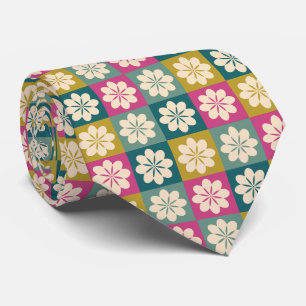 Retro-geometrisches Blumenmuster-Halstuch Krawatte
