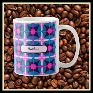 Retro-geometrisches Design in Rosa, Lila und Blau  Kaffeetasse