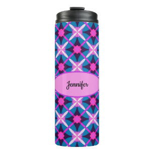 Retro-geometrisches Design in Rosa, Lila und Blau  Thermosbecher