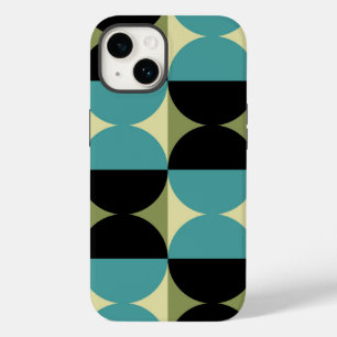 Retro-geometrisches Halbquadrat- und Kreis-Muster Case-Mate iPhone 14 Hülle
