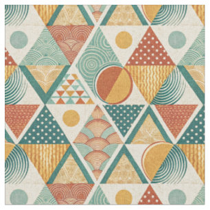 Retro-geometrisches Kreis- und Dreieck-Abstraktmus Stoff