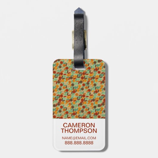 Retro geometrisches Muster 4 2 des Gepäckanhänger (Rückseite vertikal)