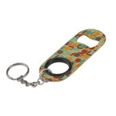Retro geometrisches Muster 4 2 Schlüsselanhängerflaschenöffner (Vorderseite Schrägansicht)