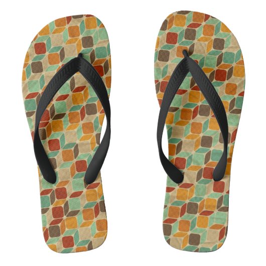 Retro geometrisches Muster 4 Badesandalen (Fußbett)