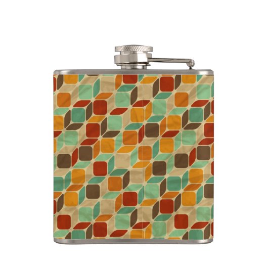 Retro geometrisches Muster 4 Flachmann (Rückseite)