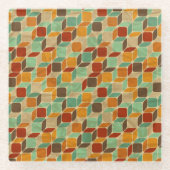 Retro geometrisches Muster 4 Glasuntersetzer (Vorderseite)