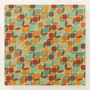 Retro geometrisches Muster 4 Glasuntersetzer