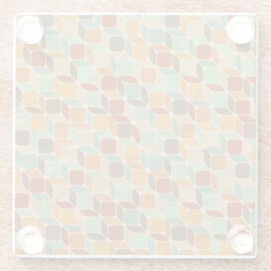 Retro geometrisches Muster 4 Glasuntersetzer (Rückseite)