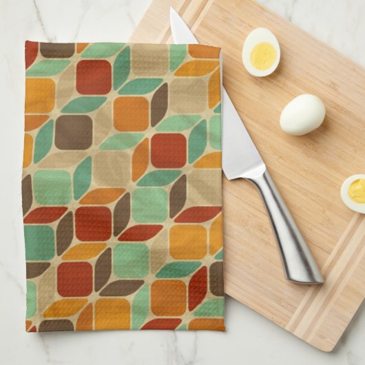 Retro geometrisches Muster 4 Handtuch (Viertel Falte)
