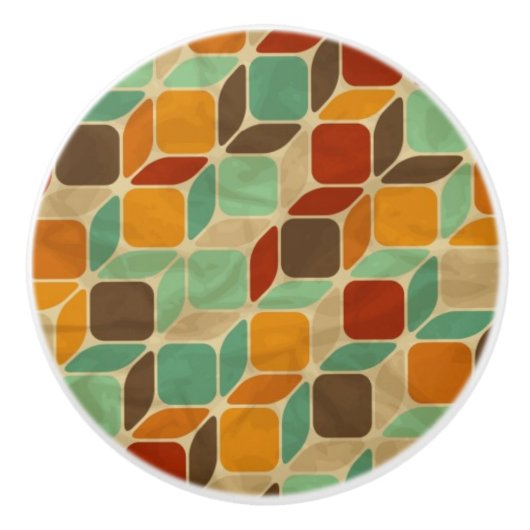Retro geometrisches Muster 4 Keramikknauf (Vorderseite)