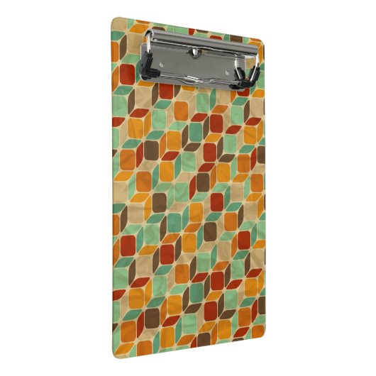 Retro geometrisches Muster 4 Mini Klemmbrett (Schrägansicht)