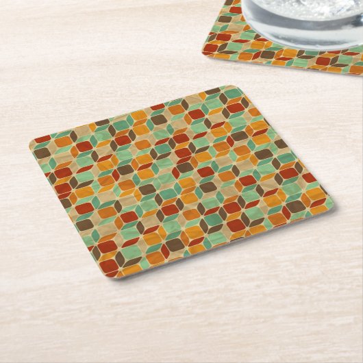 Retro geometrisches Muster 4 Rechteckiger Pappuntersetzer (angewinkelt)