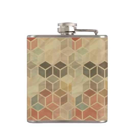 Retro geometrisches Muster 5 Flachmann (Rückseite)