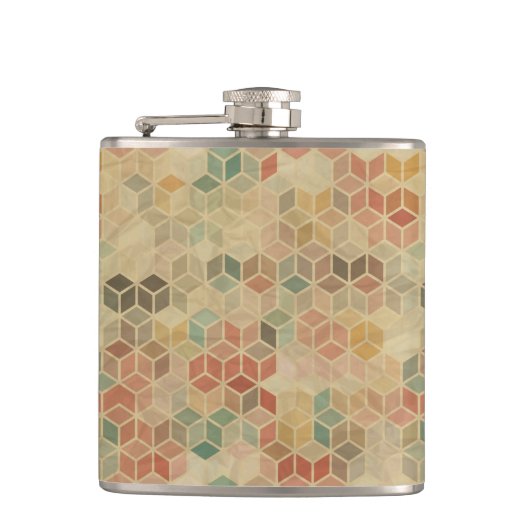 Retro geometrisches Muster 5 Flachmann (Vorderseite)