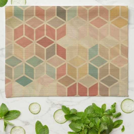 Retro geometrisches Muster 5 Geschirrtuch (Gefaltet)