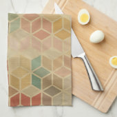 Retro geometrisches Muster 5 Geschirrtuch (Viertel Falte)