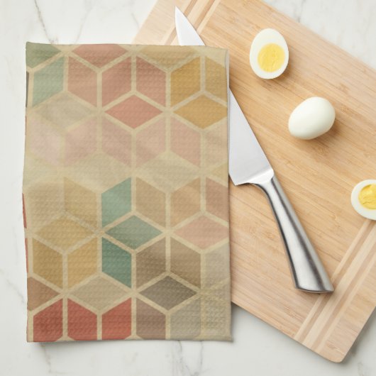 Retro geometrisches Muster 5 Geschirrtuch (Viertel Falte)