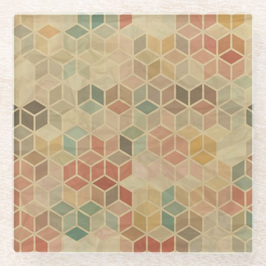 Retro geometrisches Muster 5 Glasuntersetzer (Vorderseite)