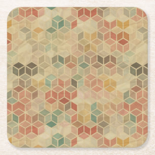 Retro geometrisches Muster 5 Rechteckiger Pappuntersetzer
