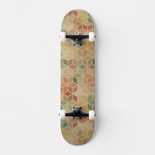 Retro geometrisches Muster 5 Skateboard (Vorderseite)