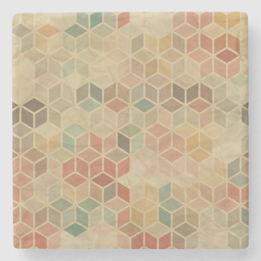 Retro geometrisches Muster 5 Steinuntersetzer (Vorderseite)