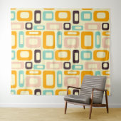 Retro-geometrisches Muster auf hellbeigem Hintergr Wandteppich (Beispiel (Horizontal))
