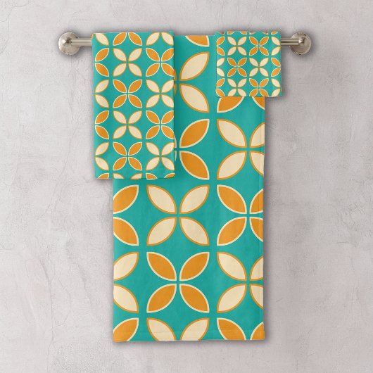 Retro-geometrisches Muster Badhandtuch Set