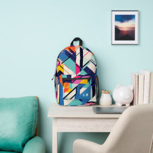Retro-geometrisches Muster Bedruckter Rucksack