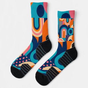 Retro-geometrisches Muster Crew Socken