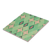 Retro geometrisches Muster Grün Pink Diamant Stern Fliese (Seite)
