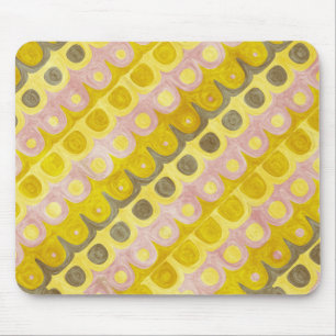 Retro geometrisches Muster in Gelb und Pink Mousepad