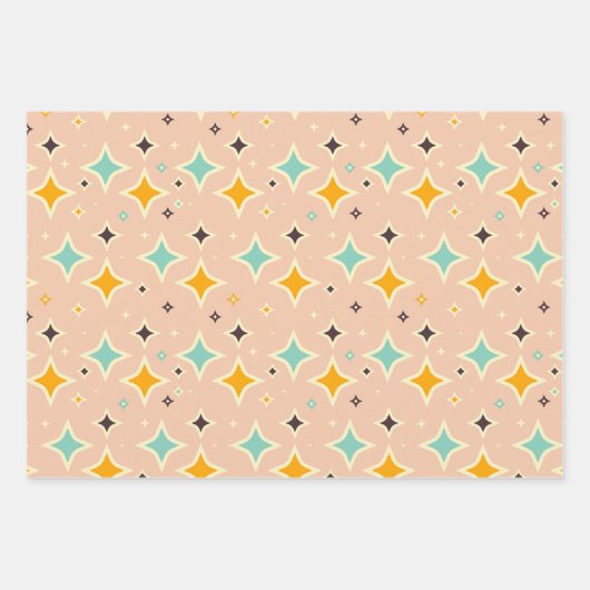 Retro-geometrisches Muster in Türkis, Orange und S Geschenkpapier Set (Vorderseite 3)