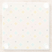 Retro-geometrisches Muster in Türkis, Orange und S Glasuntersetzer (Rückseite)