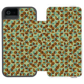 Retro geometrisches Muster Incipio iPhone Geldbeutel-Hülle (Folio Geöffnet)