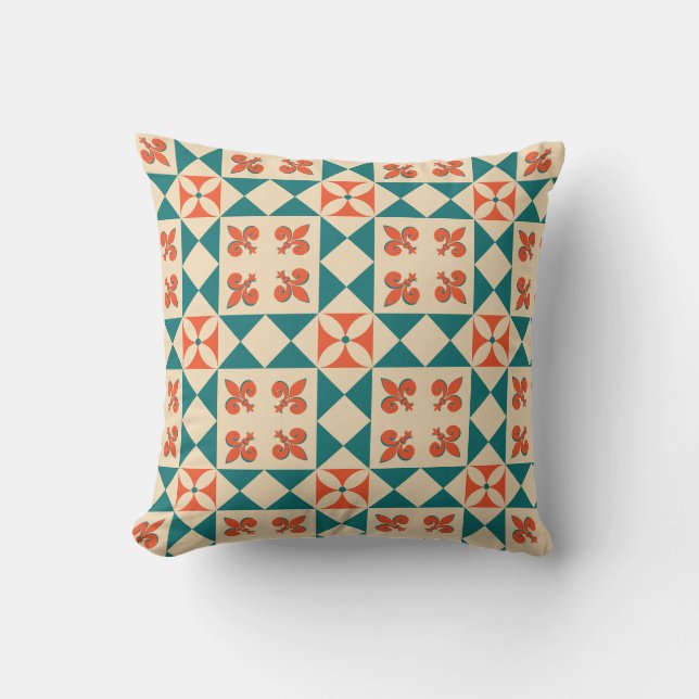 Retro geometrisches Muster Kissen (Vorderseite)